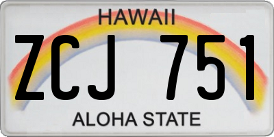 HI license plate ZCJ751