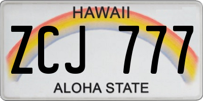 HI license plate ZCJ777