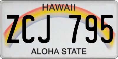 HI license plate ZCJ795