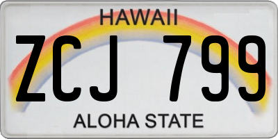HI license plate ZCJ799