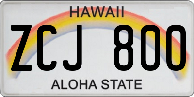 HI license plate ZCJ800