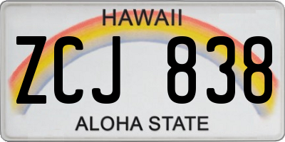 HI license plate ZCJ838
