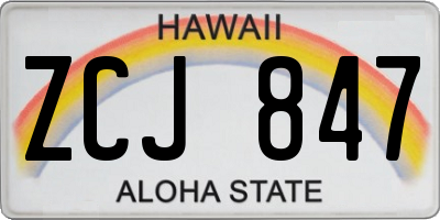 HI license plate ZCJ847