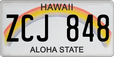 HI license plate ZCJ848