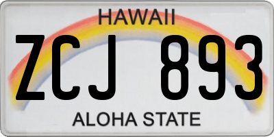 HI license plate ZCJ893