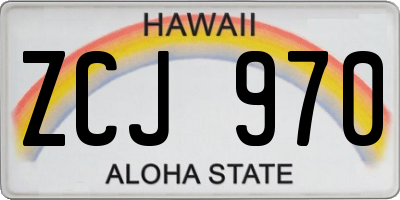 HI license plate ZCJ970