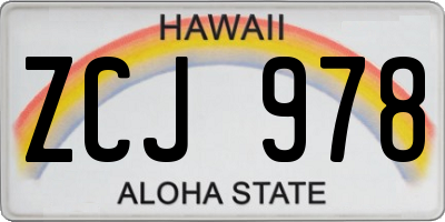 HI license plate ZCJ978