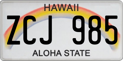 HI license plate ZCJ985
