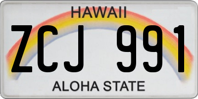 HI license plate ZCJ991