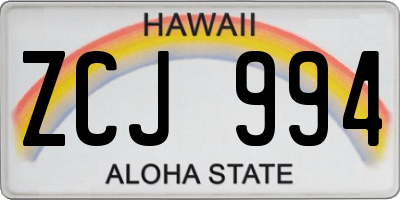 HI license plate ZCJ994
