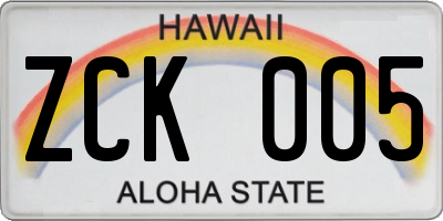 HI license plate ZCK005