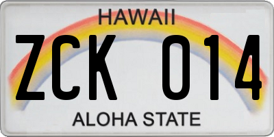 HI license plate ZCK014