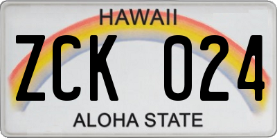 HI license plate ZCK024