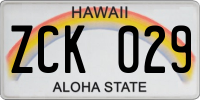 HI license plate ZCK029