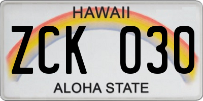 HI license plate ZCK030