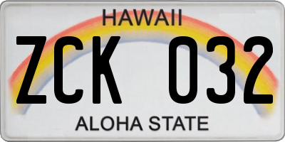 HI license plate ZCK032