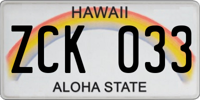 HI license plate ZCK033