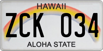 HI license plate ZCK034