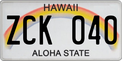 HI license plate ZCK040