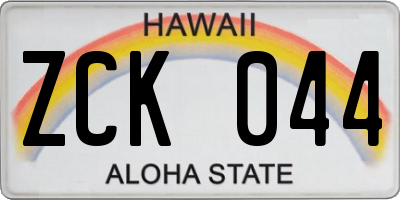 HI license plate ZCK044