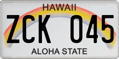 HI license plate ZCK045