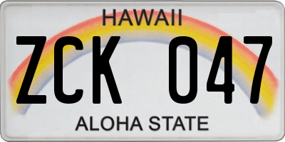 HI license plate ZCK047
