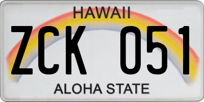 HI license plate ZCK051