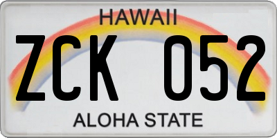 HI license plate ZCK052