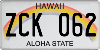 HI license plate ZCK062