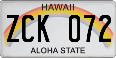 HI license plate ZCK072