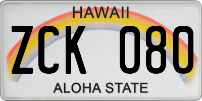 HI license plate ZCK080