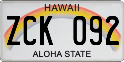 HI license plate ZCK092