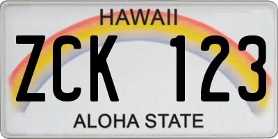 HI license plate ZCK123
