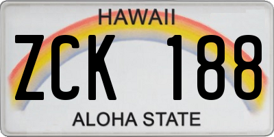 HI license plate ZCK188
