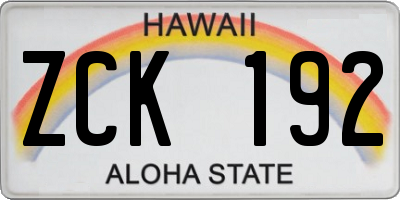 HI license plate ZCK192