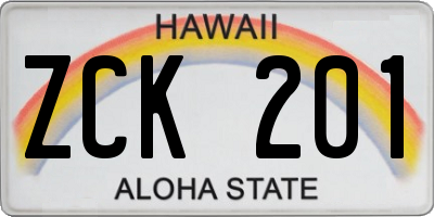HI license plate ZCK201