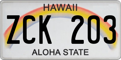 HI license plate ZCK203