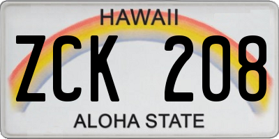 HI license plate ZCK208
