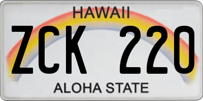HI license plate ZCK220