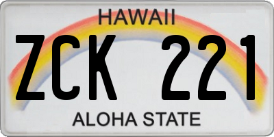 HI license plate ZCK221
