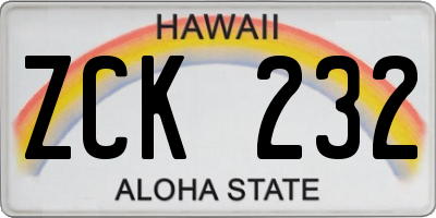 HI license plate ZCK232