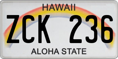 HI license plate ZCK236