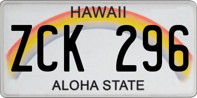 HI license plate ZCK296
