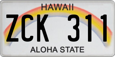 HI license plate ZCK311