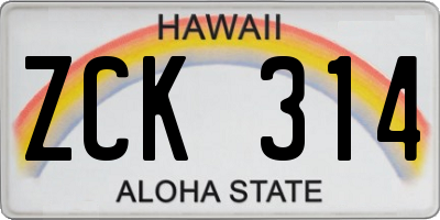 HI license plate ZCK314