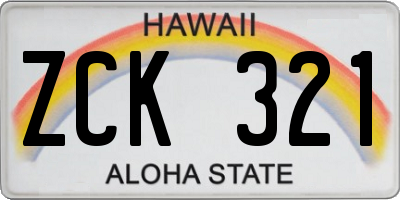 HI license plate ZCK321