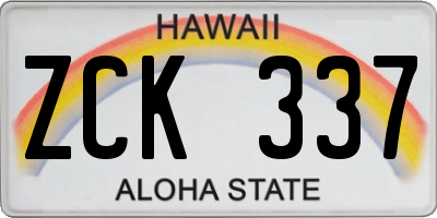 HI license plate ZCK337