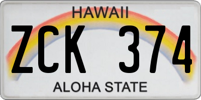 HI license plate ZCK374