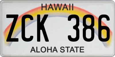 HI license plate ZCK386