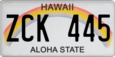 HI license plate ZCK445